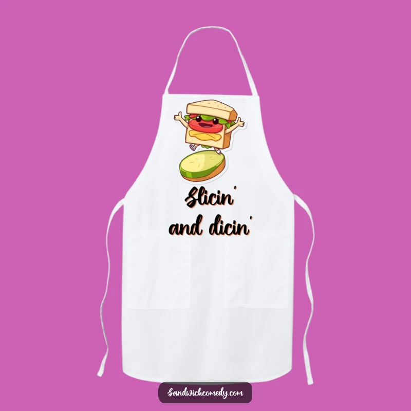 Funny Sandwich Leap Apron - Cooking Character Jumping Over Pickle Bib