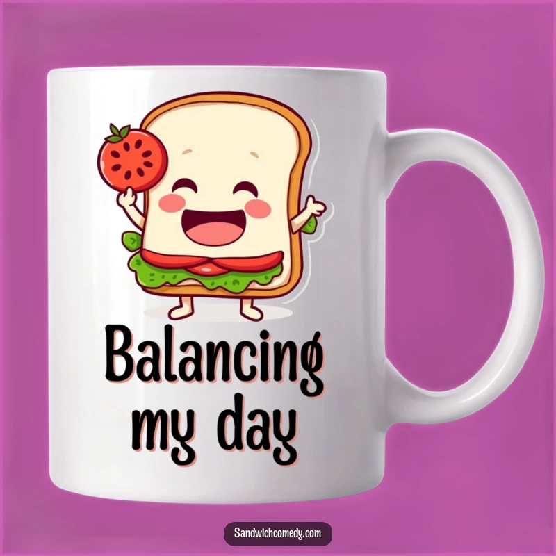 Funny Balancing Sandwich Mug - Jovial Tomato Slice Balance Gift
