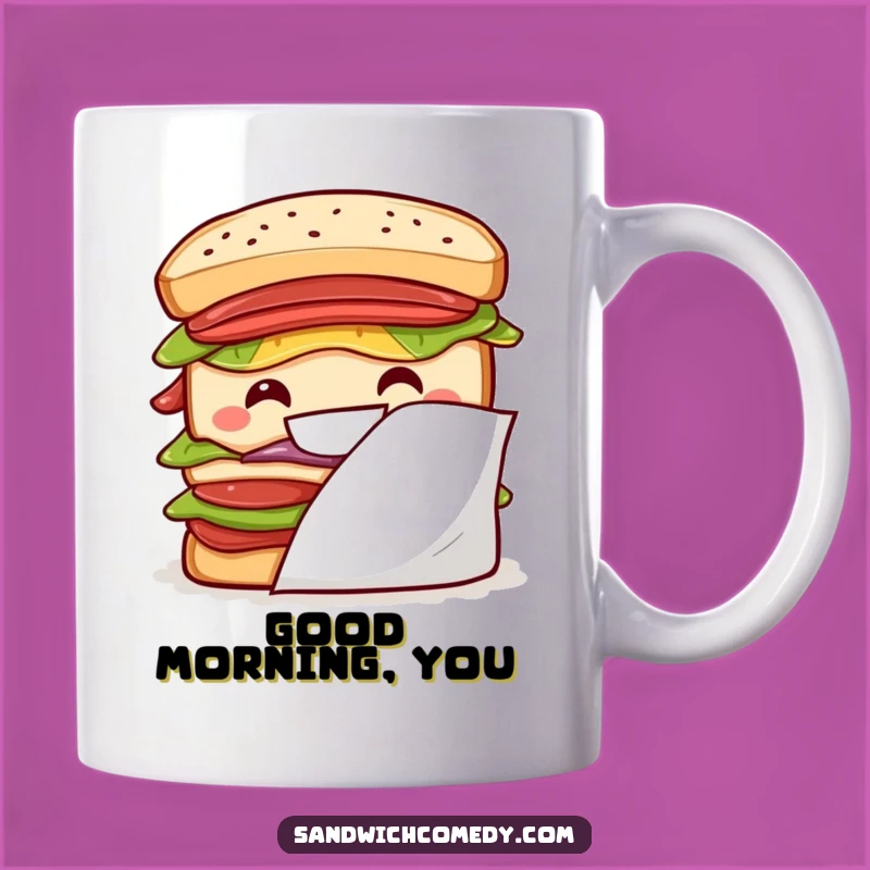 Funny Grinning Sandwich Mug, A Playful and Funny Gift for Sandwich Enthusiasts