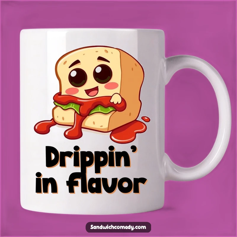 Funny Ketchup Slide Mug - Exciting Sandwich Character Sliding Down Gift