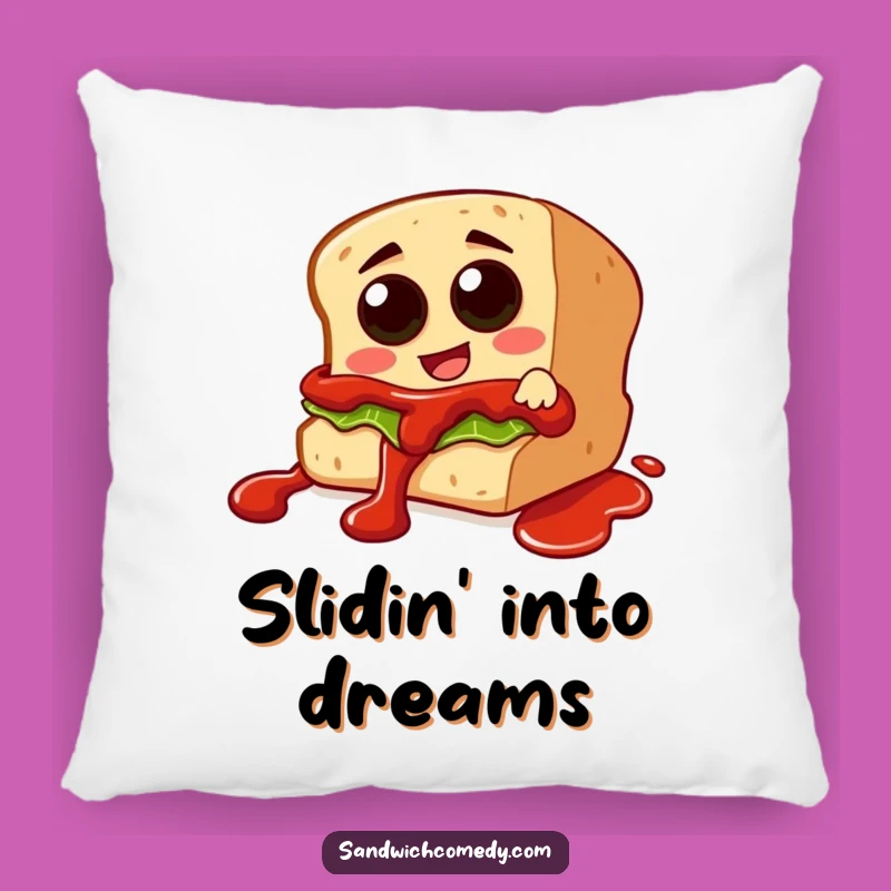 Funny Ketchup Slide Pillow - Comfy Sandwich Character Sliding Down
