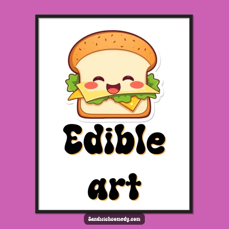 Funny Cheerful Sandwich Digital Art, Instant Joy with This Funny, Downloadable Print