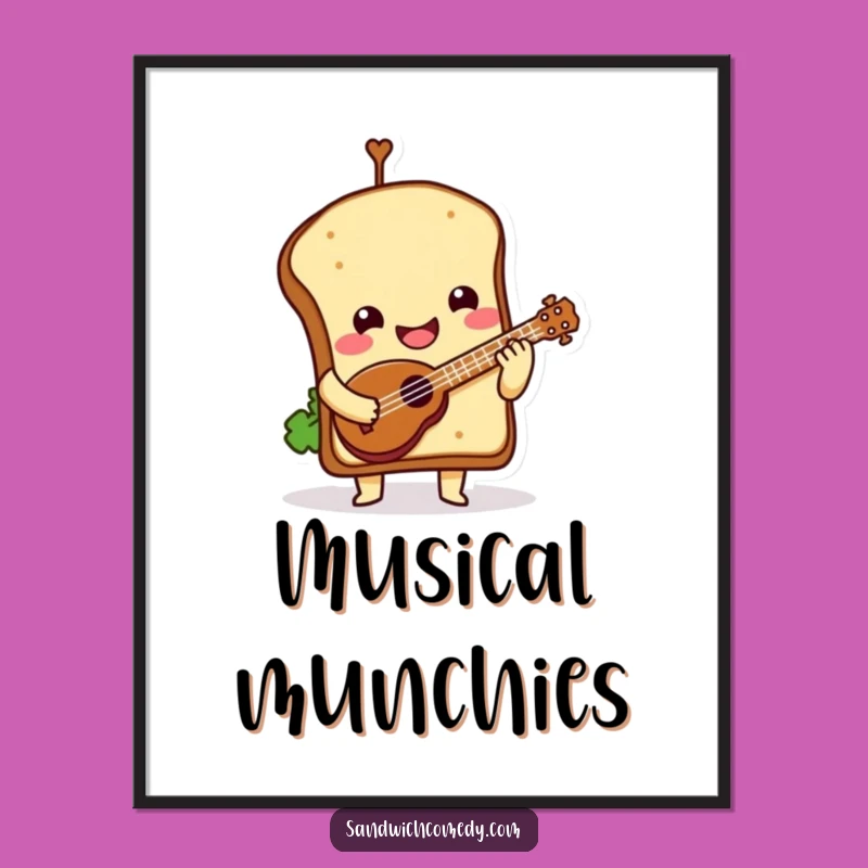 Funny Sandwich Ukulele Digital Art - Instant Whimsical Wall Decor Gift