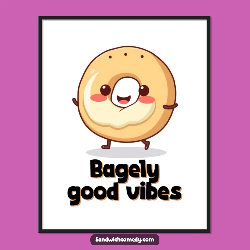 Free Printable Wall Art: Hopping Bagel, Quirky Downloadable Decor for Breakfast Lovers