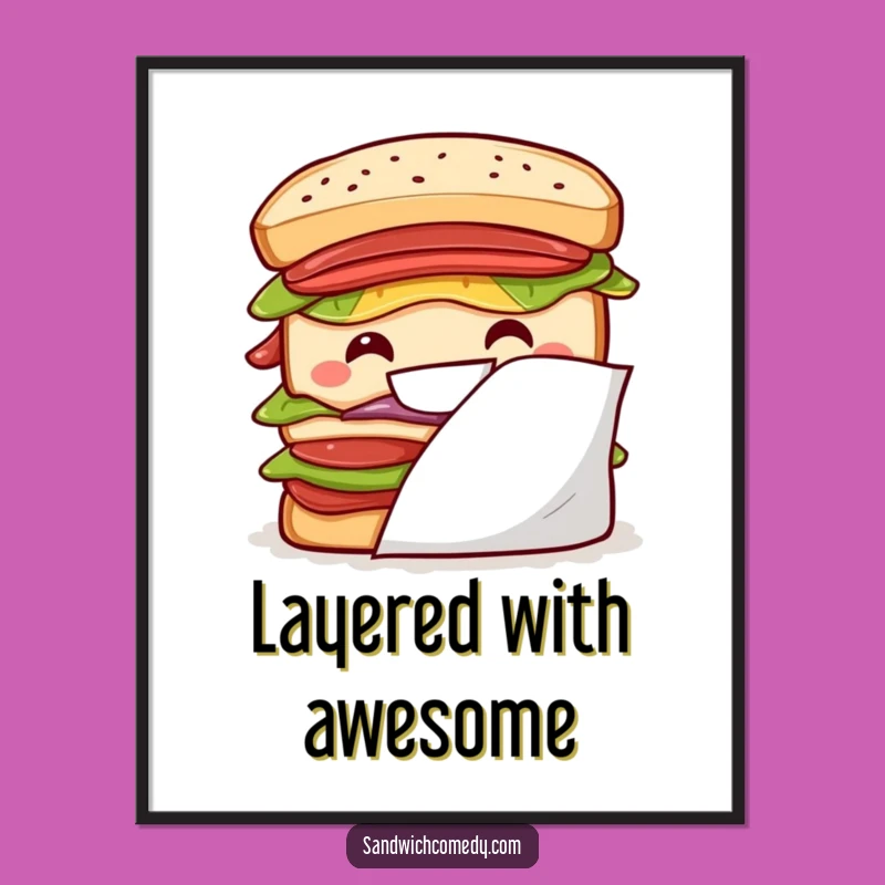 Free Printable Wall Art: Peeking Sandwich, Quirky Downloadable Decor for a Hint of Humor