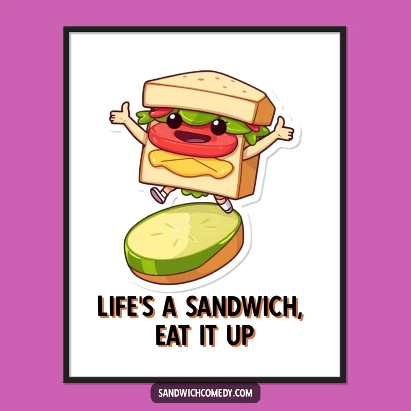 Funny Free Printable Wall Art: Sandwich Character Leap of Joy - DIY Decor