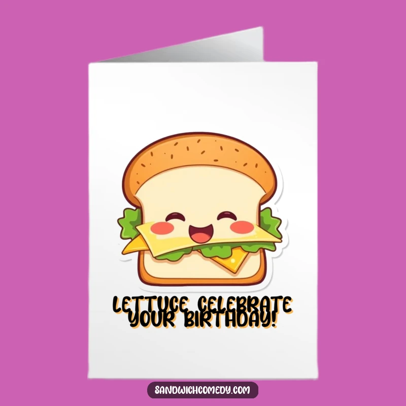 Free Printable Birthday Card: Cheerful Sandwich, Funny Downloadable Gift for Food Lovers