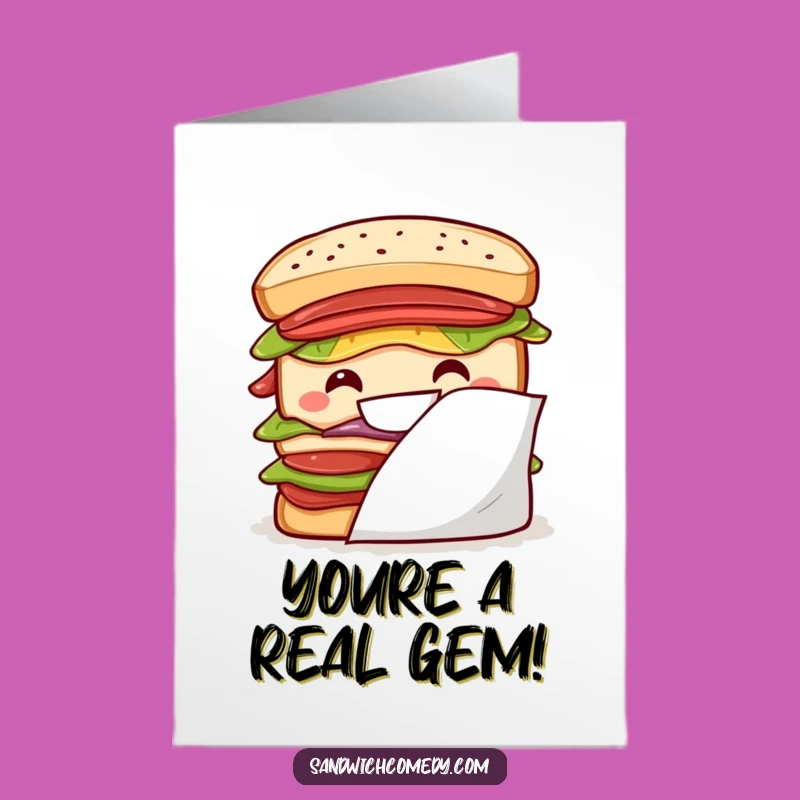 Free Printable Congrats Card: Peeking Sandwich, Humorous Downloadable Gift for a Clever Win