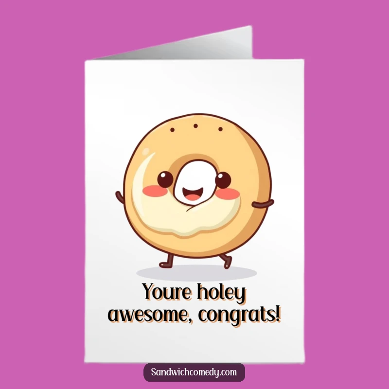 Free Printable Congrats Card: Bouncing Bagel, Humorous Downloadable Gift for Exciting News