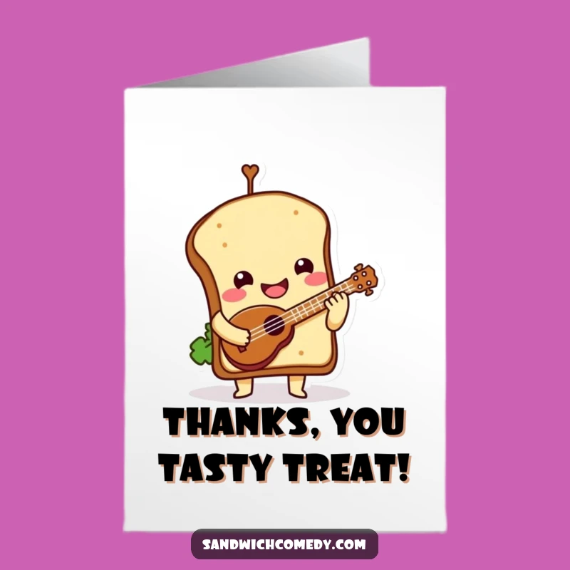 Free Printable Thank You Card: Sandwich Ukulele Player - Whimsical Downloadable Greeting