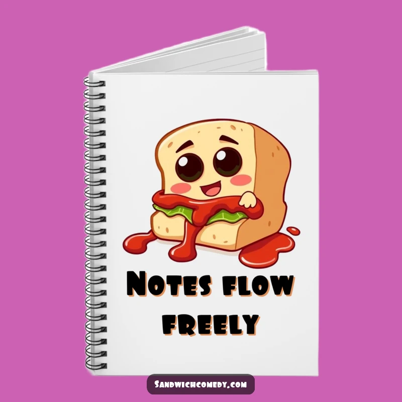 Funny Ketchup Slide Notebook - Journal Sandwich Character Sliding Down