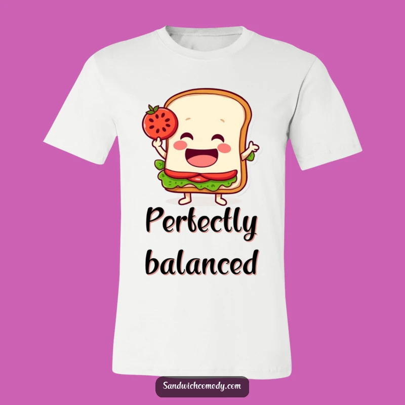 Funny Balancing Sandwich T-Shirt - Jovial Tomato Slice Balance Tee