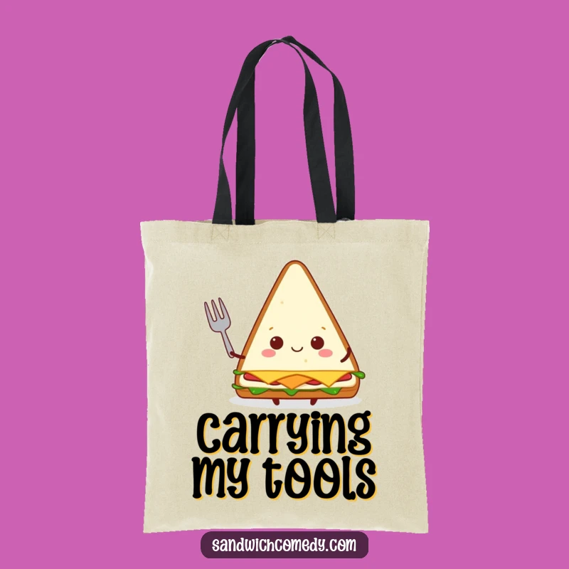Funny Sandwich Fork Tote Bag, Carry Your Essentials with This Funny Foodie Friend