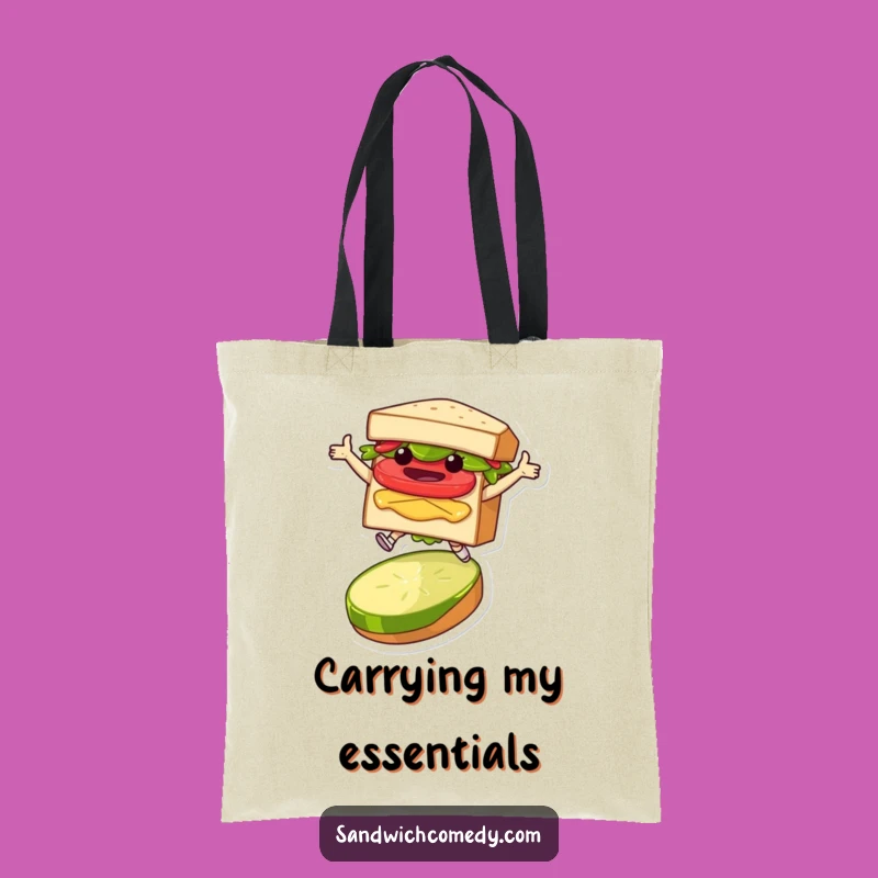 Funny Sandwich Leap Tote Bag - Durable Character Jumping Over Pickle Bag